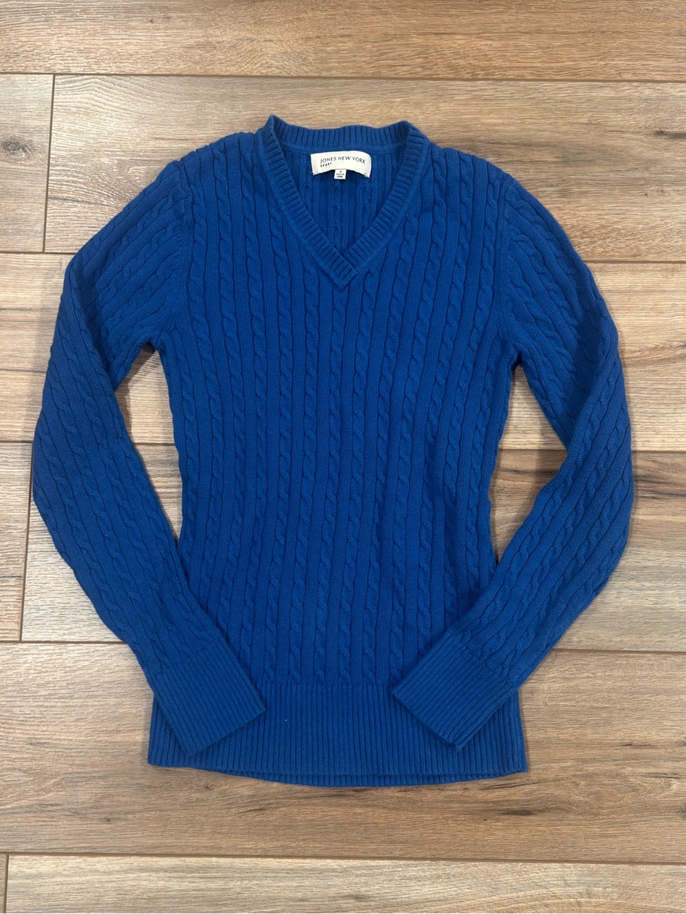 JONES NEW YORK Royal Blue Cable Knit Sweater | Size Small